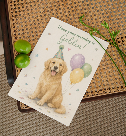 Golden Birthday Golden Retriever Card